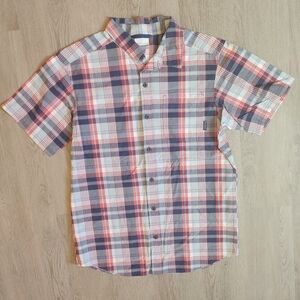 Columbia Men's Short Sleeve Chest Pocket Plaid Casual Button-Down Shirt Medium M